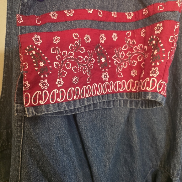 Vintage Agapo Denim Overalls – Bandana Trim – Women’s L – Western Cottagecore - Picture 6 of 8